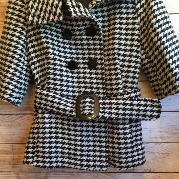 SOIA & KYO WOOL JACKET IN BLACK AND WHITE HOUNDSTOOTH PRINT - Picture 3 of 8
